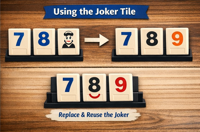 rummikub joker replacing tile in run example