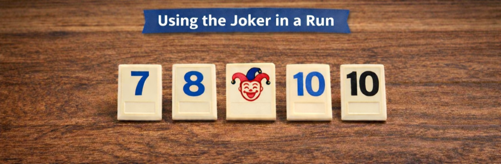 Rummikub joker used in a run replacing the missing number in sequence