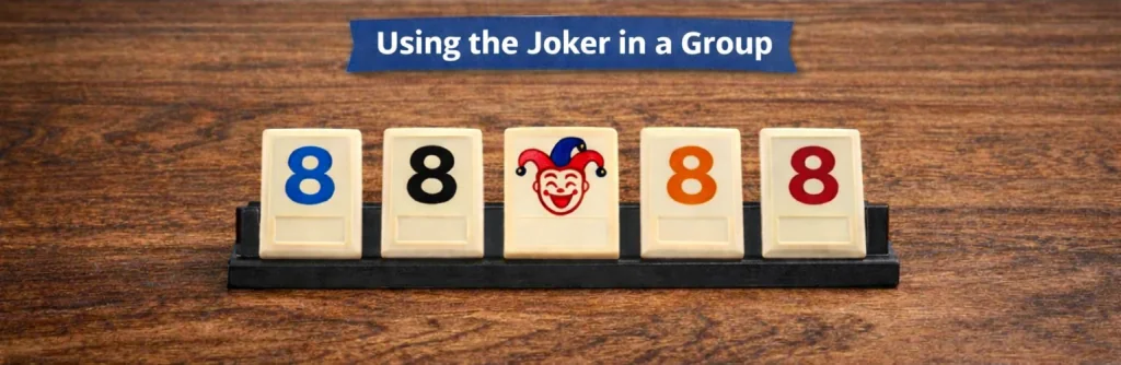 Rummikub joker completing a group with the same number in different colors